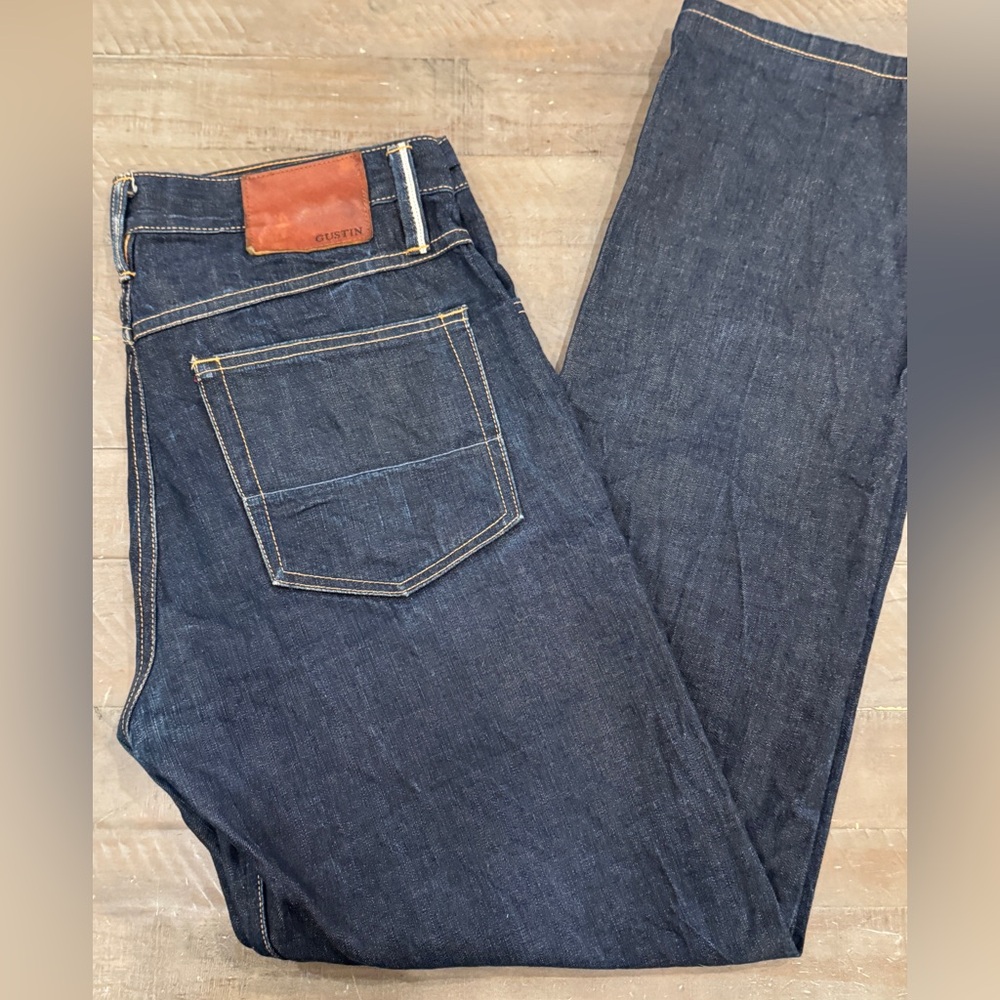 Gustin Men’s dark raw denim jeans